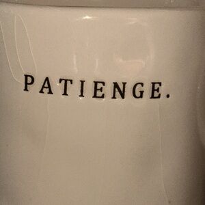 MISPRINT Rare Rae Dunn Magenta Patience Coffee/Tea Mug Cup Misspelled Patienge